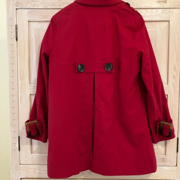 Kenneth Cole Reaction Red Trench Coat with Belted Waist Raincoat Utility - Picture 6 of 12